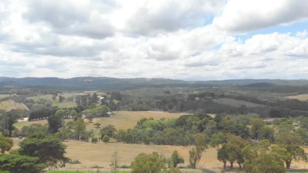 Aerial Shot Raising Farmlands Dandenong Ranges Australia — стоковое видео