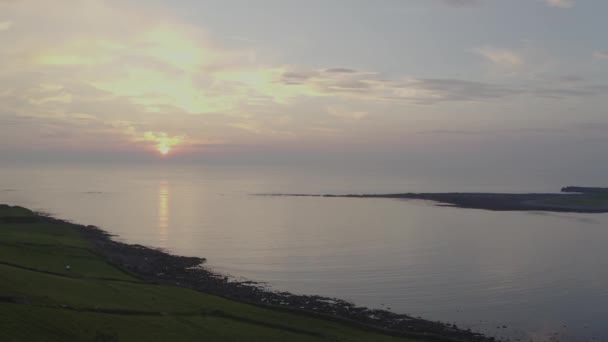 Aerial Coastline Ireland Golden Hour — Video