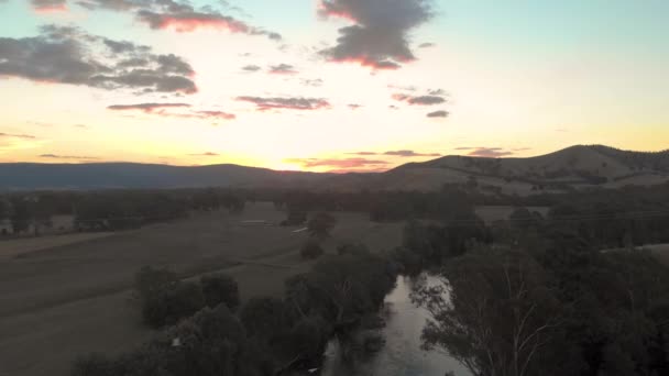 Vue Aérienne Volant Vers Avant Dessus Rivière Goulburn Dans Pays — Video