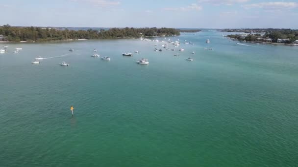 Antenn Longboat Pass Och Jewfish Key Sarasota Florida Viss Lördag — Stockvideo