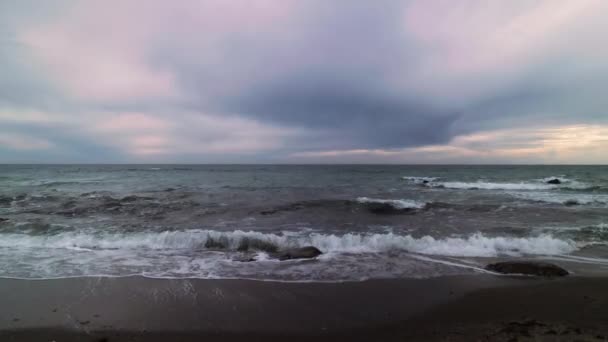 曇りで風の強い日の海の波 — ストック動画