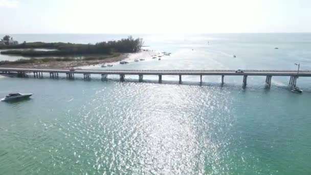 Antenn Ingång Till Mexikanska Golfen Vid Longboat Pass Sarasota Florida — Stockvideo