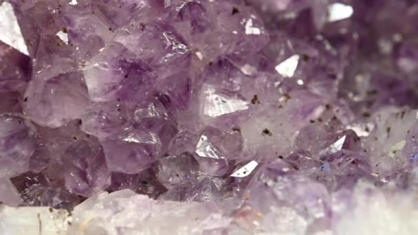 Very Close Sliding View Large Deposit Amethyst Semi Precious Gemstones — Stockvideo