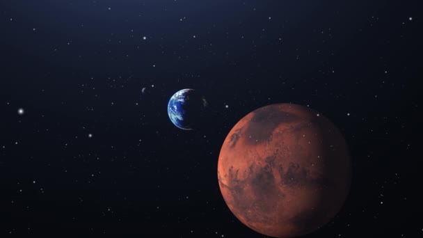 Planet Jord Och Planet Mars Rymden — Stockvideo