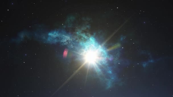 Luce Intensa Che Brilla Tra Nebulose Grande Universo — Video Stock