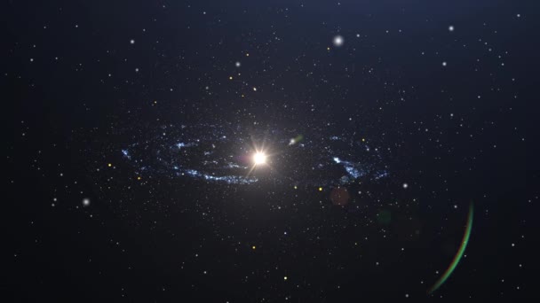 Evrende Yıldızlarla Çevrili Parlak Bir Işık — Stok video