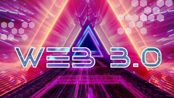 Web Shown Psychedelic Neon Bright Tech Backround Representing Future Tech — Stockvideo