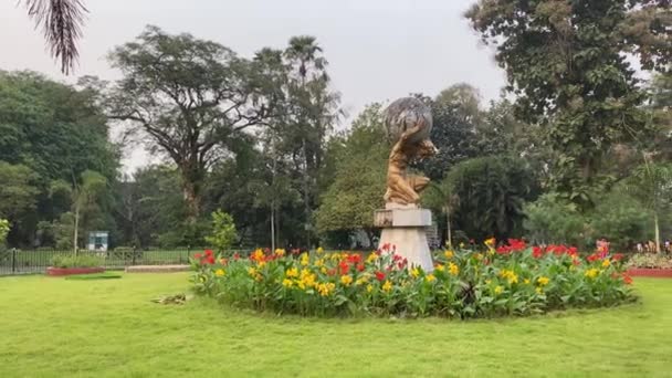 Statue Atlas Alipore Zoo Kolkata Which Built 200 Years Ago — Stock Video