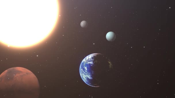Ηλιακό Σύστημα Πλανήτες Που Είναι Κοντά Στον Ήλιο — Αρχείο Βίντεο