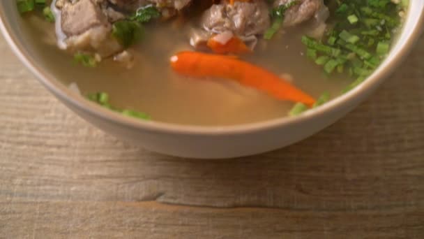 Spicy Chopped Wieprzowina Backbone Soup Lub Spicy Leng Soup Azjatycki — Wideo stockowe