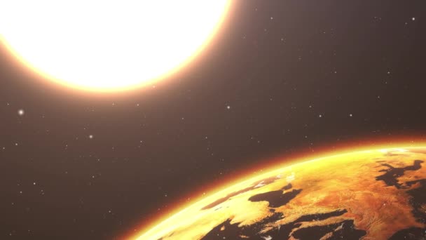 Coucher Soleil Sur Surface Planète Vue Terre Depuis Espace — Video