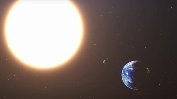 Sole Pianeta Terra Nello Spazio Sistema Solare — Video Stock