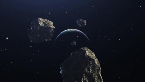 Close Meteors Earth Surface — Stockvideo