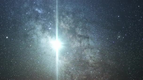 具有银河背景的垂直明亮光 — 图库视频影像