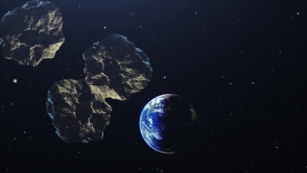 Meteor Közeledik Bolygó Föld Világűrben — Stock videók