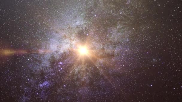 Luce Gialla Brillante Nel Mezzo Della Galassia Nell Universo — Video Stock