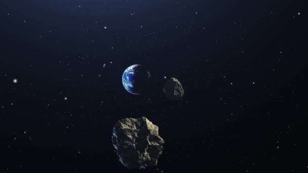Uzayda Dünyaya Yaklaşan Meteor Taşı — Stok video