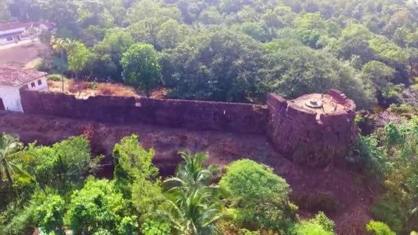 Disparo Dron Del Fuerte Del Cabo Rama Sur Goa India — Vídeos de Stock