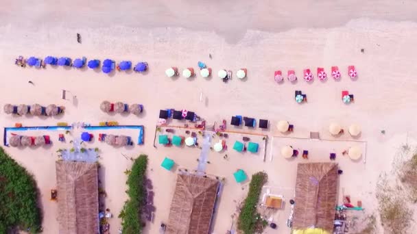Een Drone Shot Van Prachtige Benaulim Strand Het Zuiden Van — Stockvideo