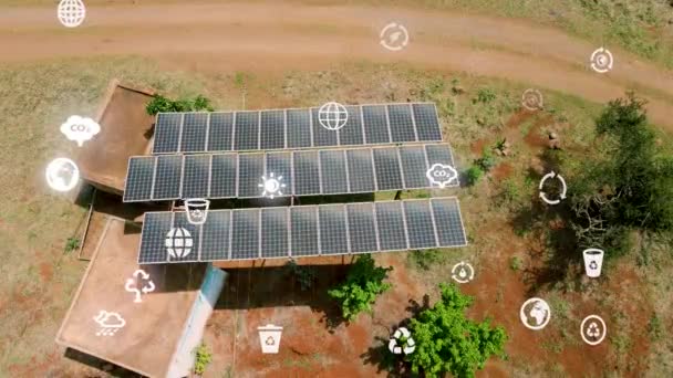 Solar Panels Pumping Water Farm Kenya Climate Change Paris Agreement — Vídeo de Stock