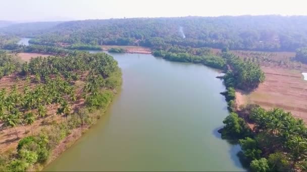 Drone Shot Del Bellissimo Fiume Aravali Goa India — Video Stock