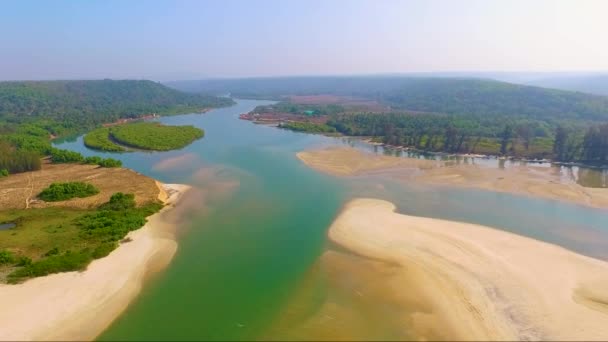 Beautiful Drone Shot Aravali River Goa India — Stok video