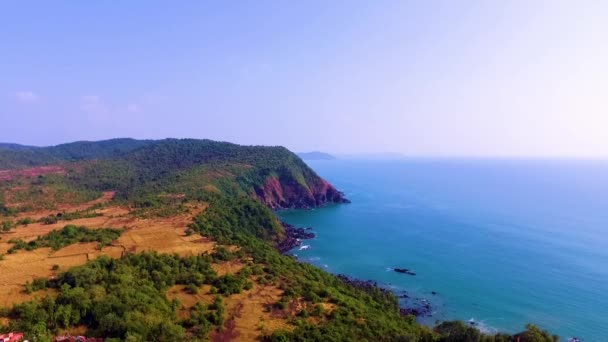 Drone Flying Beautiful Cabo Rama Beach Day South Goa India — Vídeos de Stock