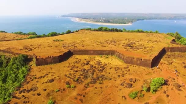 Drone Flying Chapora Fort Goa India — Vídeo de Stock