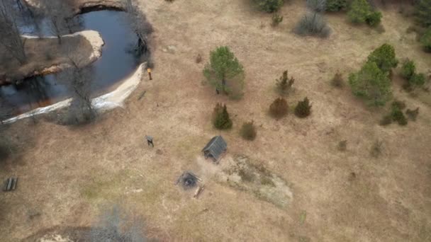 Aerial Despeje Rio Parque Nacional Dzukija Lituânia — Vídeo de Stock