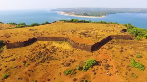 Drone Survolant Fort Chapora Pendant Journée Goa Inde — Video