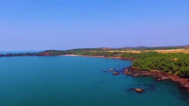 Drone Shot Beautiful Cabo Rama Beach South Goa India — Vídeos de Stock