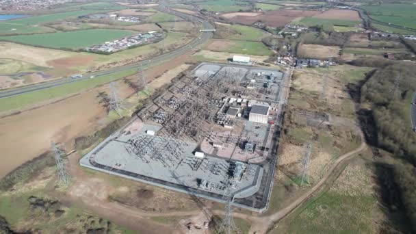 Rayleigh Main Substation Essex Drone Aerial Point View A130 Road — Video Stock