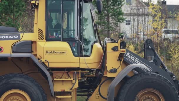 Blonde Female Bulldozer Operator Working Road Maintenance — ストック動画