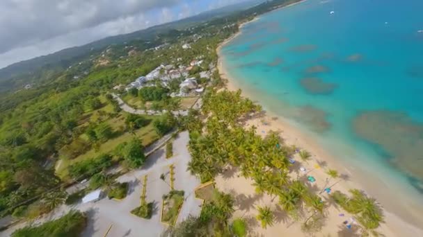 Fast Fpv Drone Flight Playa Punta Poppy Tropical Palm Trees — Stock Video