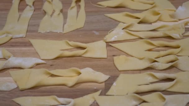 Pasta Contorta Preparata Sul Tavolo Frittura Fare Angel Wings Dish — Video Stock