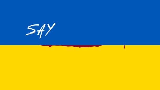 Ukraine Flag Bleeding Shows Say War Text Message — Vídeo de Stock