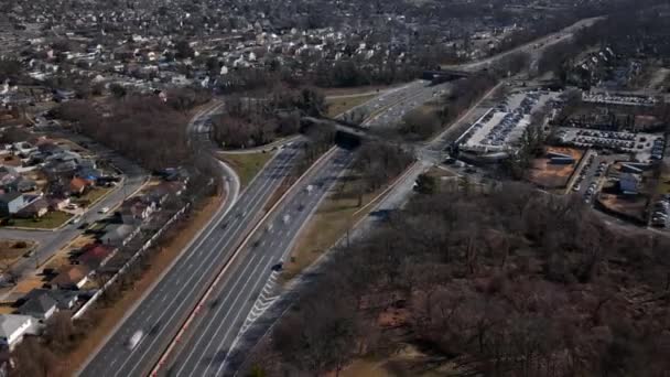 Aerial Time Lapse Next Busy Parkway Sunny Morning Drone Camera — Video