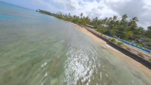 Crazy Racing Drone Flight Playa Punta Popy Las Terrenas Dominican — Vídeo de Stock