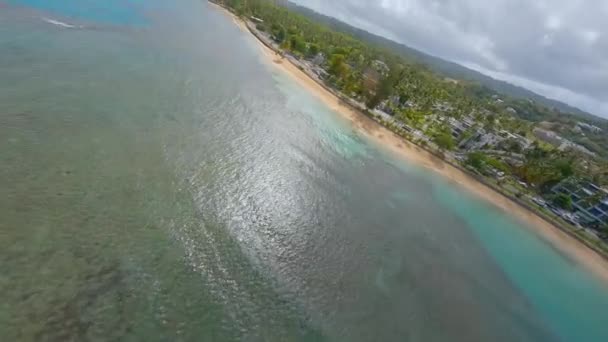 Extreme Racing Drone Flight Playa Punta Popy Las Terrenas Dominican — Vídeo de Stock