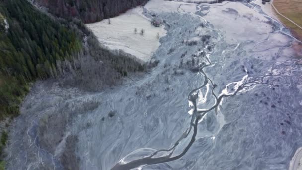 Delta Del Fiume Congelato Una Valle Durante Inverno — Video Stock