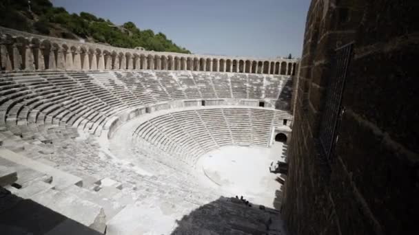 Anfiteatro Colosal Aspendos Antalya Turquía Plano Panorámico — Vídeos de Stock