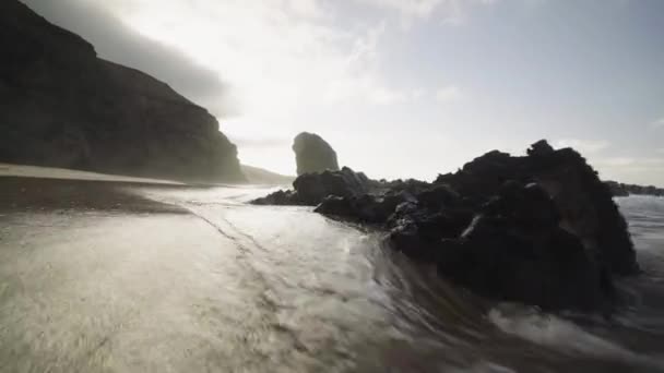 Cofete Beach Fuerteventura Canary Island Spain Tropical Sand Beach Lava — Video Stock