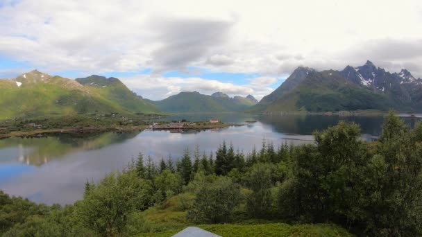 Κινηματογραφική Λήψη Time Lapse Θέα Από Austnesfjorden Περιοχή Ανάπαυσης Βρίσκεται — Αρχείο Βίντεο