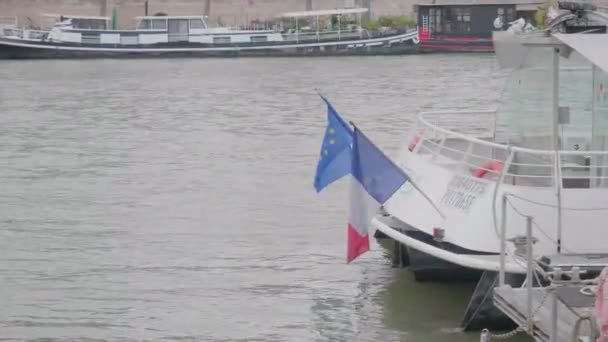 Flaga Francji Nad Sekwaną Paryż Francja — Wideo stockowe