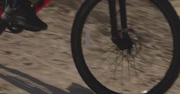 Slow Motion Shot Man Riding Downhill Bicycle Nearby Manama — Video Stock
