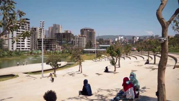 Mensen Genieten Plaatsen Het Friendship Park — Stockvideo