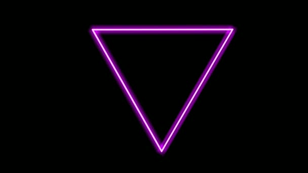 Neon Light Triangle Border Animation Black Background Modern Border Blank — ストック動画