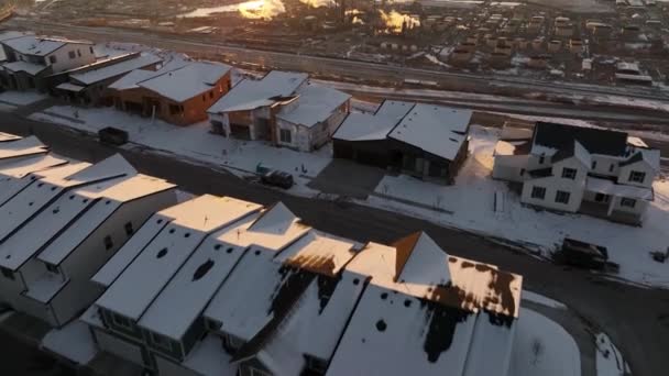 Aerial Snowy Zimowy Wschód Słońca Ridge North North Salt Lake — Wideo stockowe