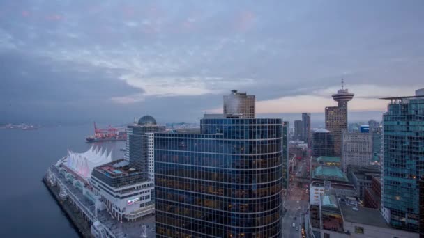 Vancouver Colúmbia Britânica Canadá Day Night Timelapse Downtown Olhando Para — Vídeo de Stock