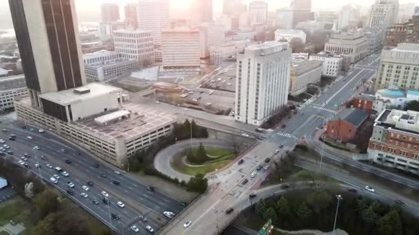 Downtown Broad Street Golden Hour Richmond Virginia Usa Aerial View — Αρχείο Βίντεο